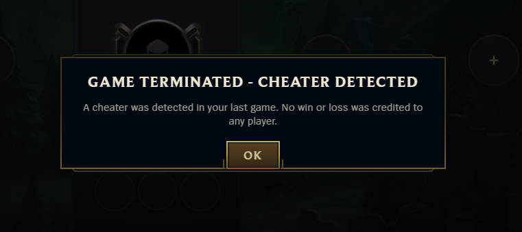 Games will be terminated if a cheater is detected.