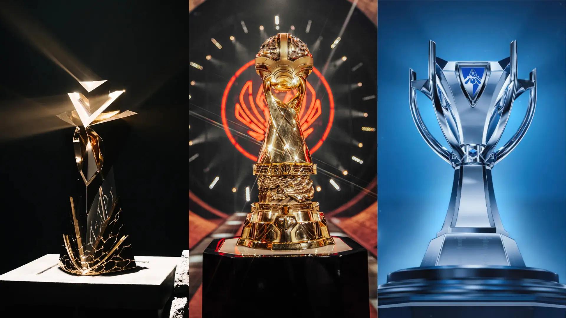 First stand, MSI, and Worlds trophies