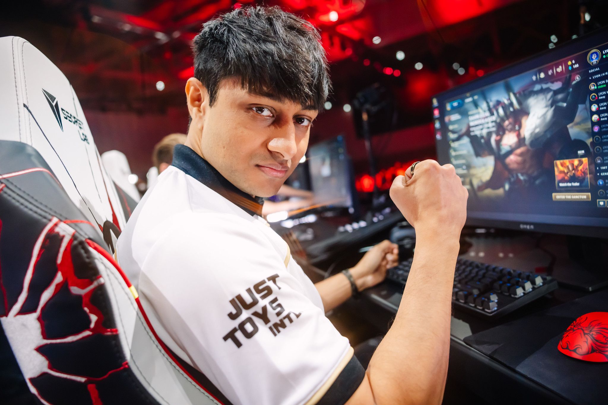 Dhokla of LYON is seen onstage at MSI 2026. Photo by Colin Young-Wolff/Riot Games