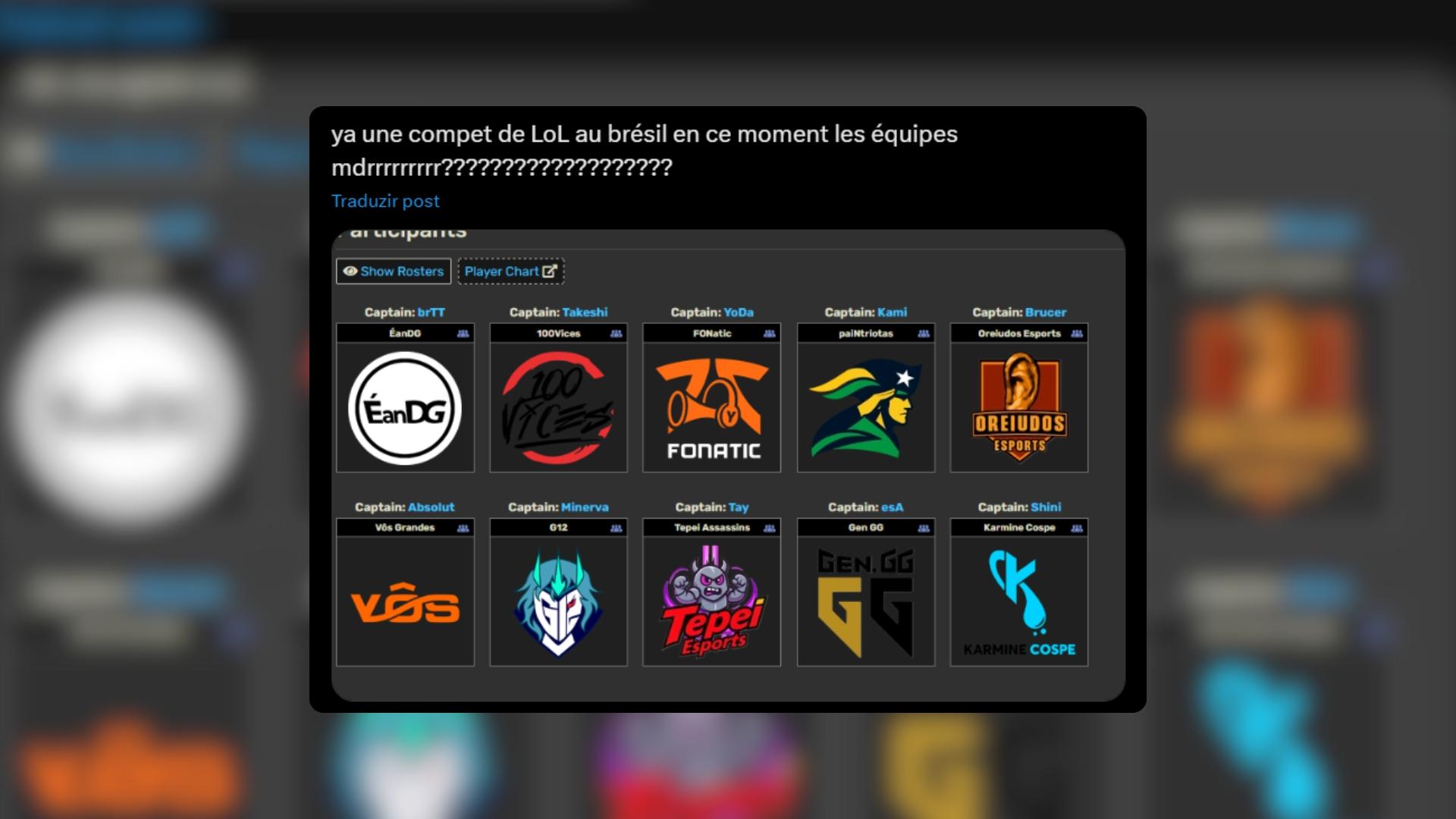 French fan commenting on the 'Kings Lendas 2025' teams