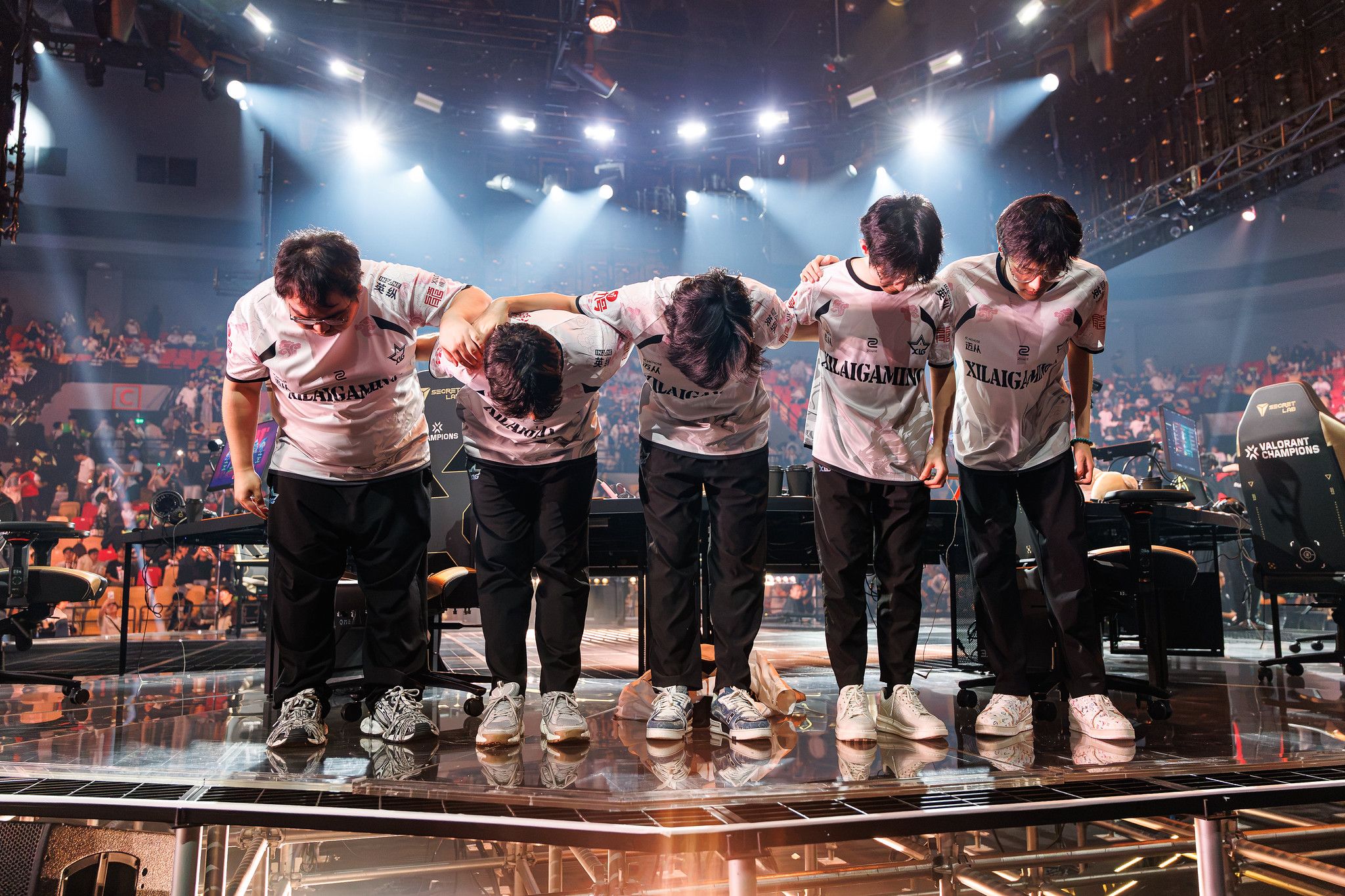 XLG after being eliminated from Champions. Credit: Yicun Liu/Riot Games