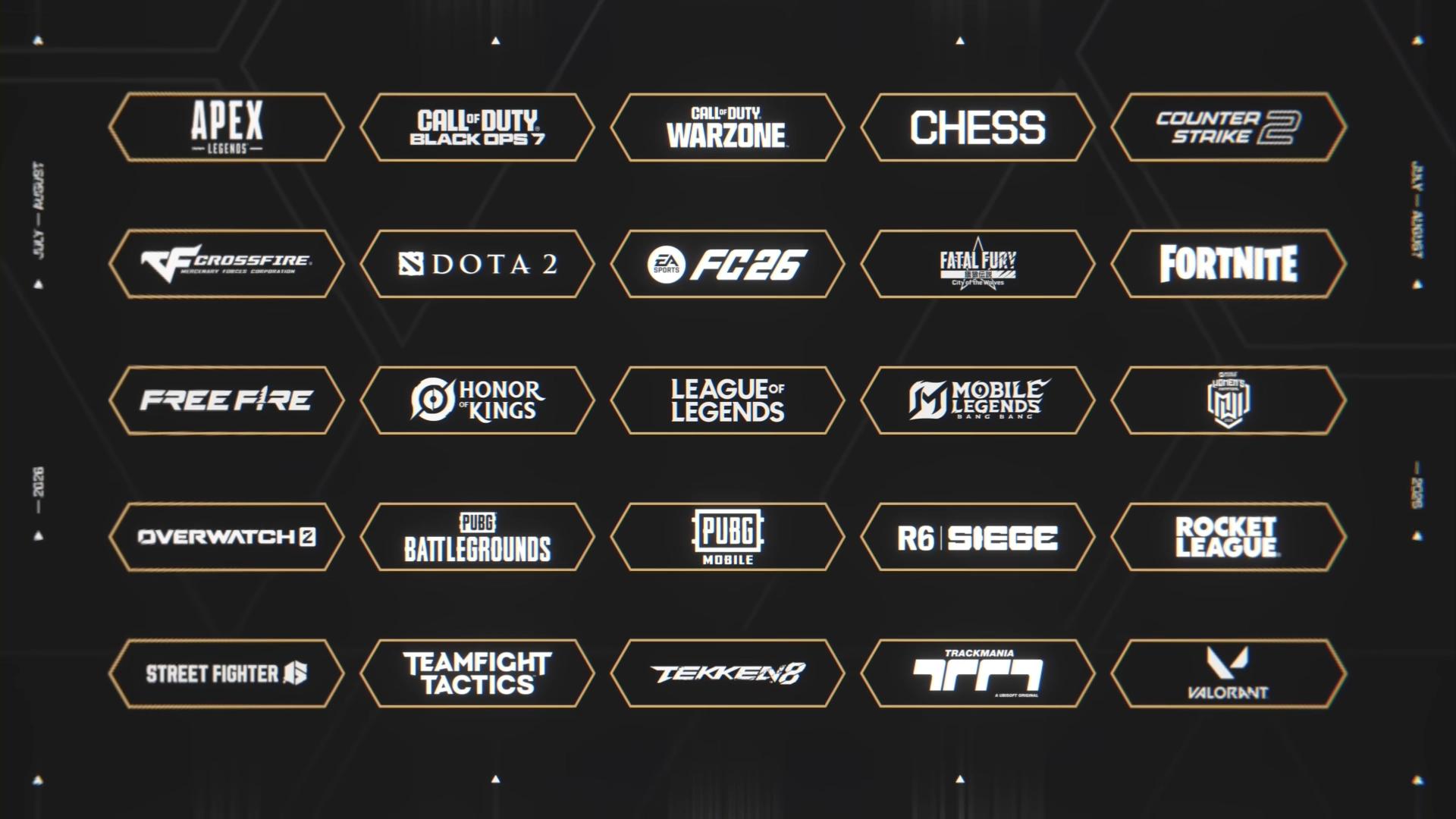 24 games for the Esports World Cup 2026. Credit: EF