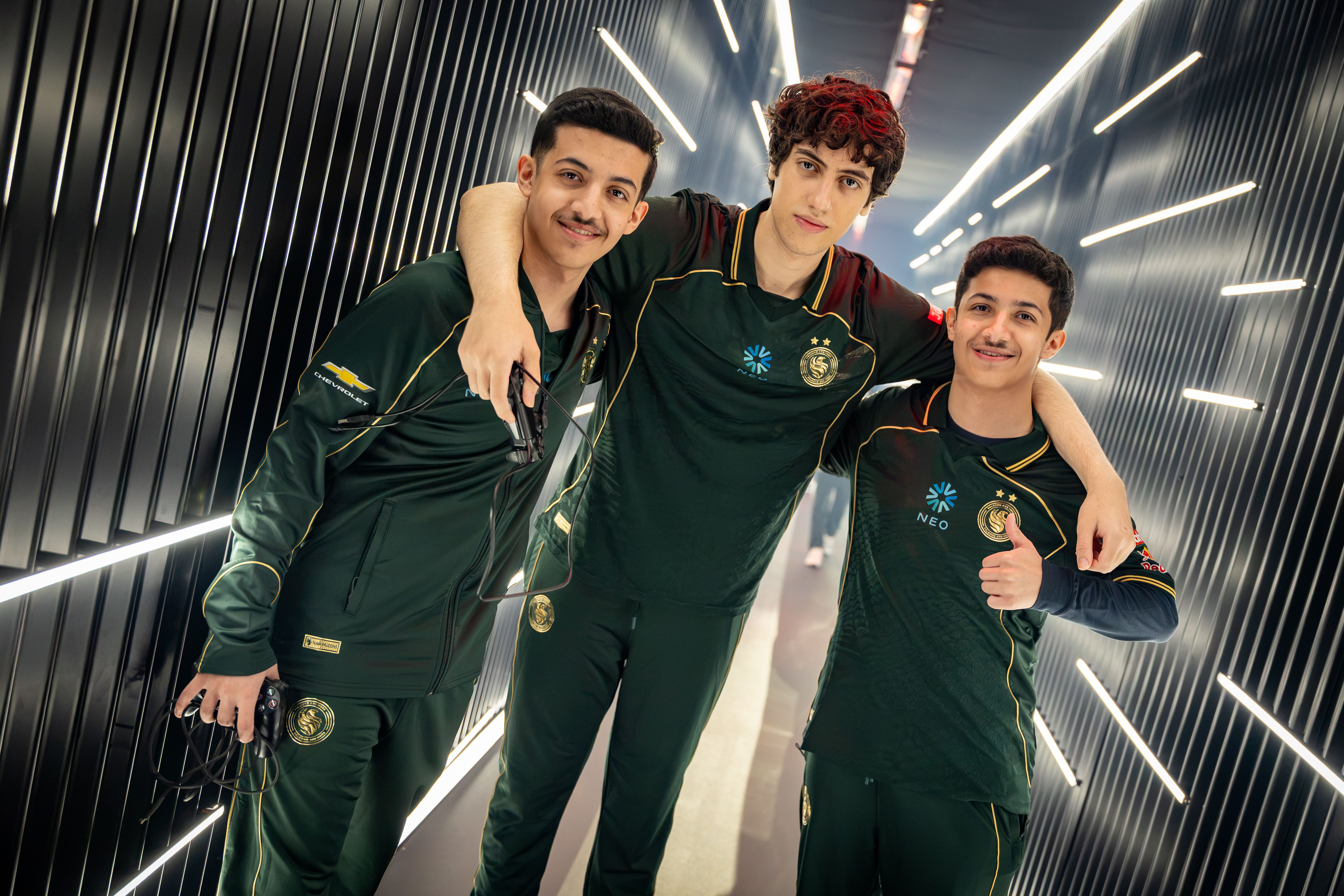 Falcons' trio during the EWC 2026. Credit: Esports World Cup