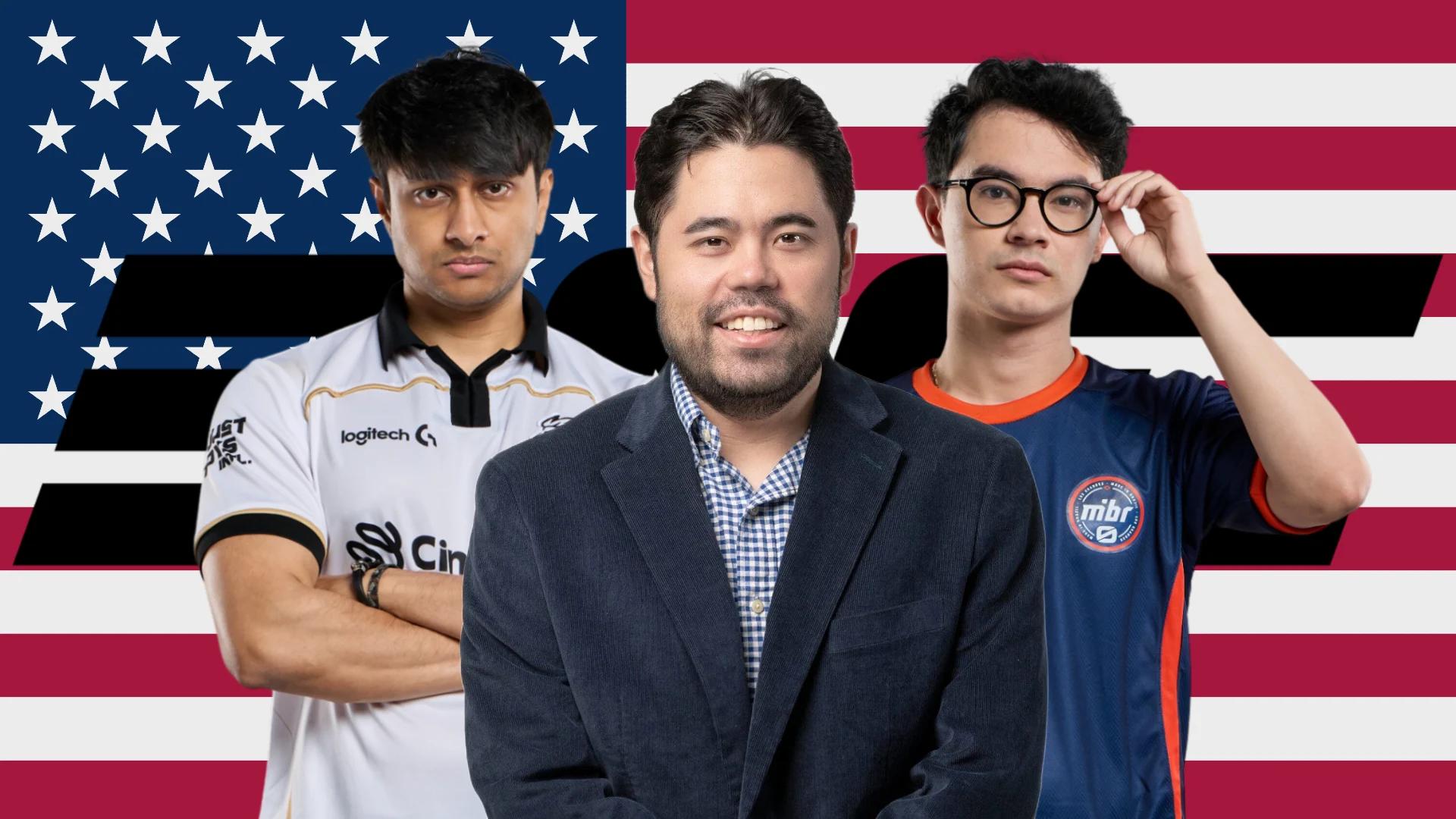 Dhokla, Hikaru Nakamura and Zekken. Credit: Esports Foundation