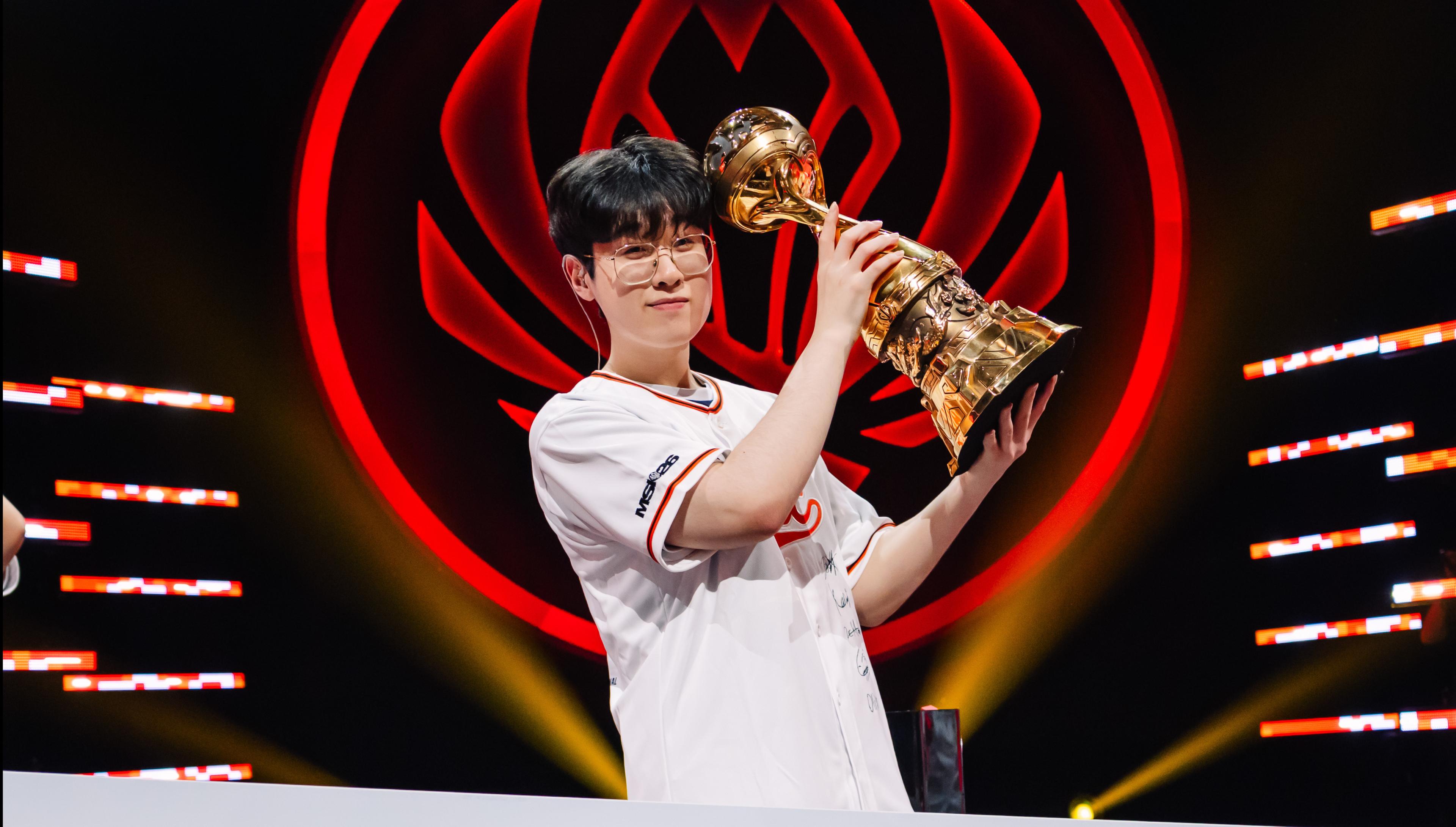 Zeus won his first MSI trophy with Hanwha Life Esports in 2026. Credit: Colin Young-Wolff/Riot Games