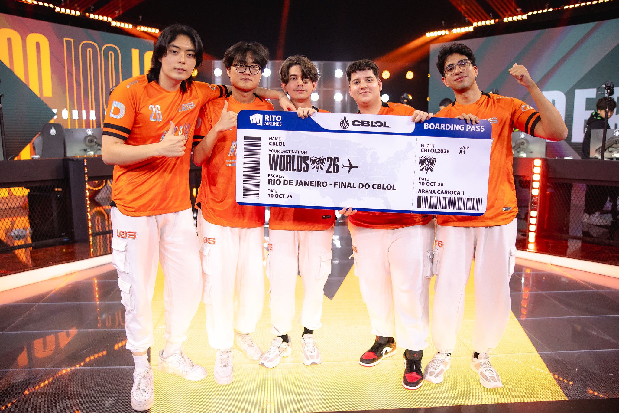 LØS after the win against LOUD. Credit: Bruno Alvares/CBLOL