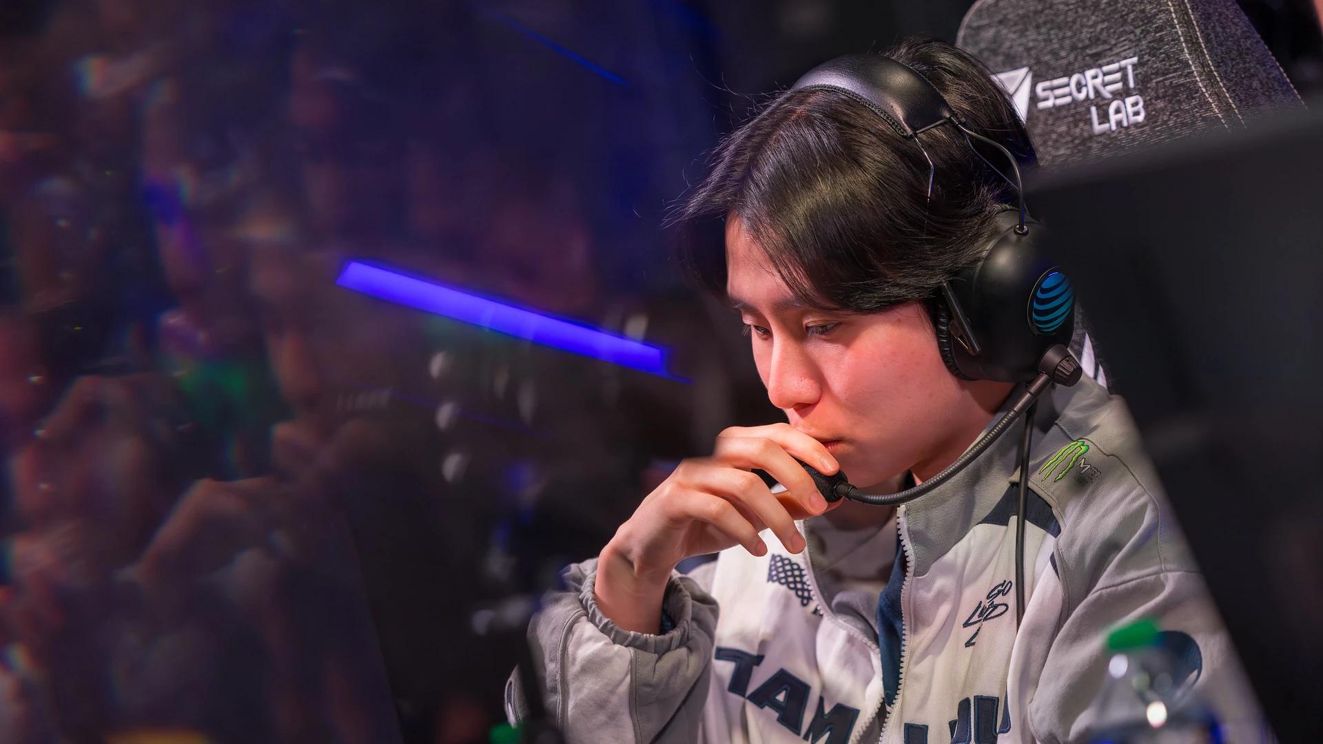 Morgan pensively sits at the LCS Studio | Photo Credit: Riot Games