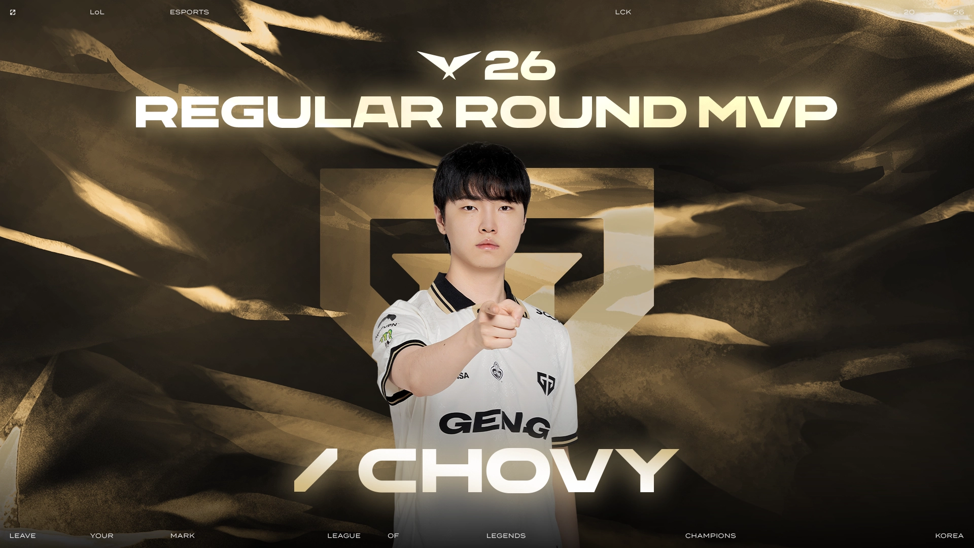 GEN Chovy, The official 2026 LCK Regular Round MVP, credit : Riot Games