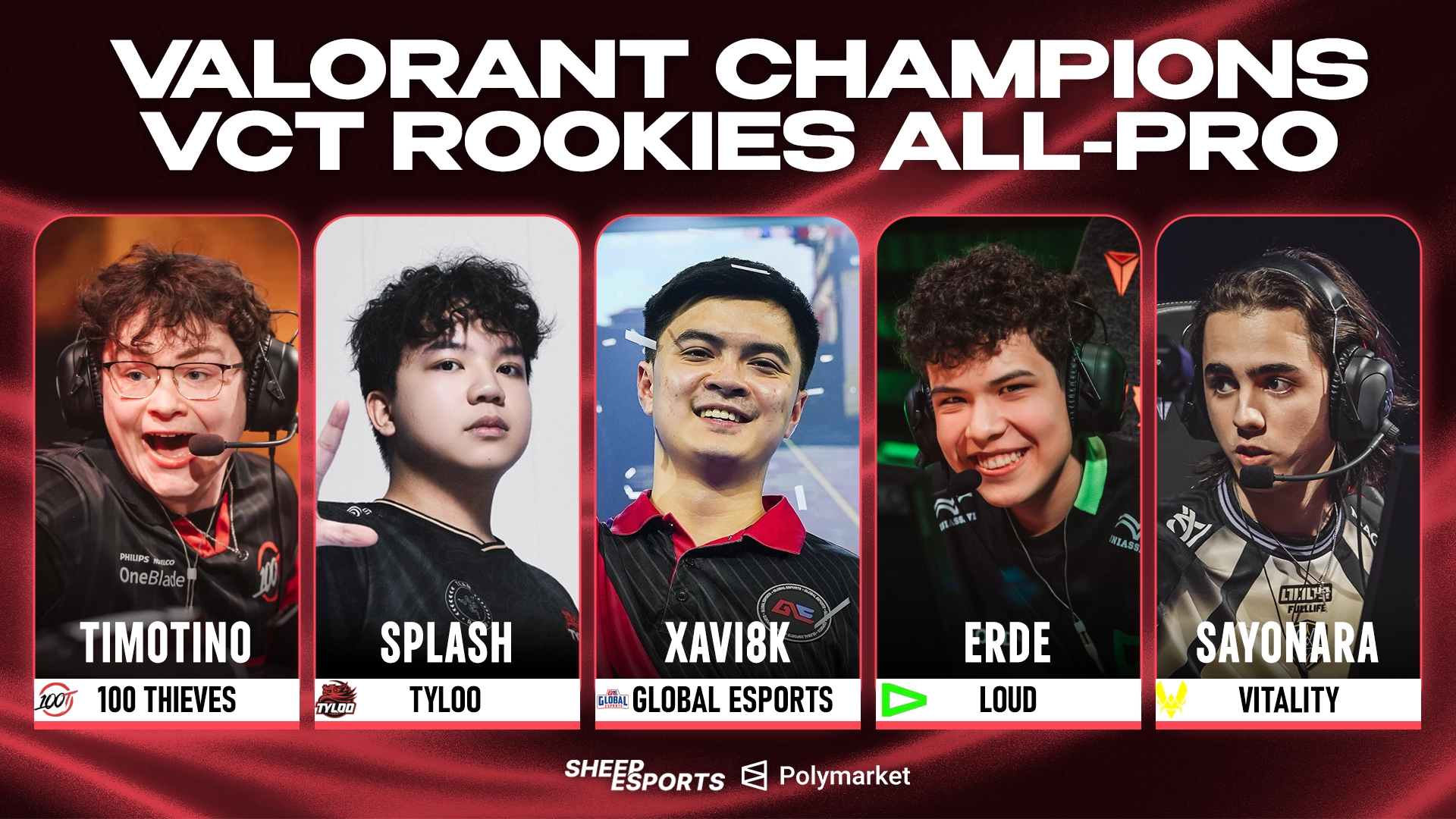 Sheep Esports' All-Pro Rookie team at Champions 2026 Credit: Sheep Esports