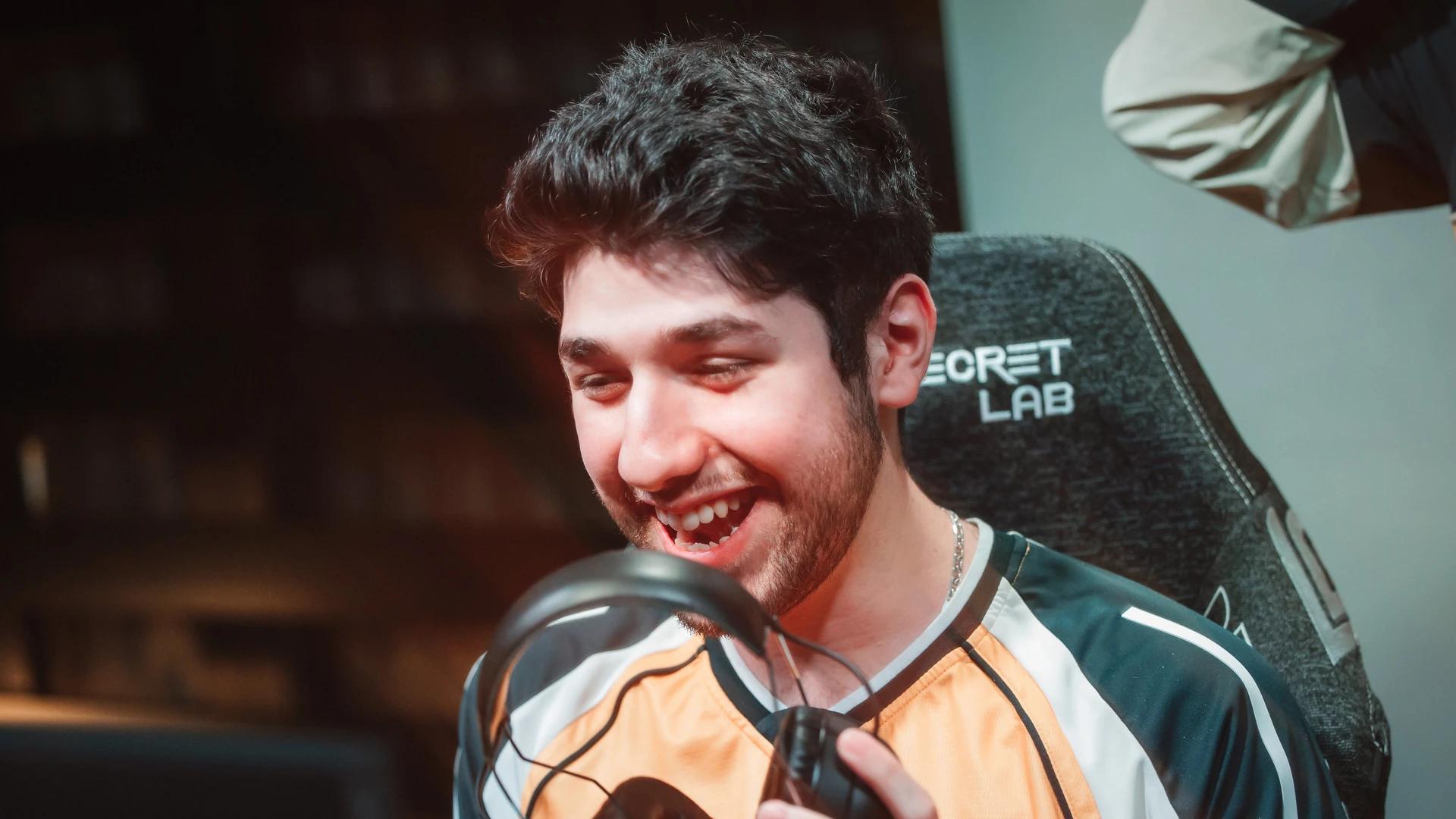 Sajed smiling on the LCS Stage | Photo Credit: Riot Games