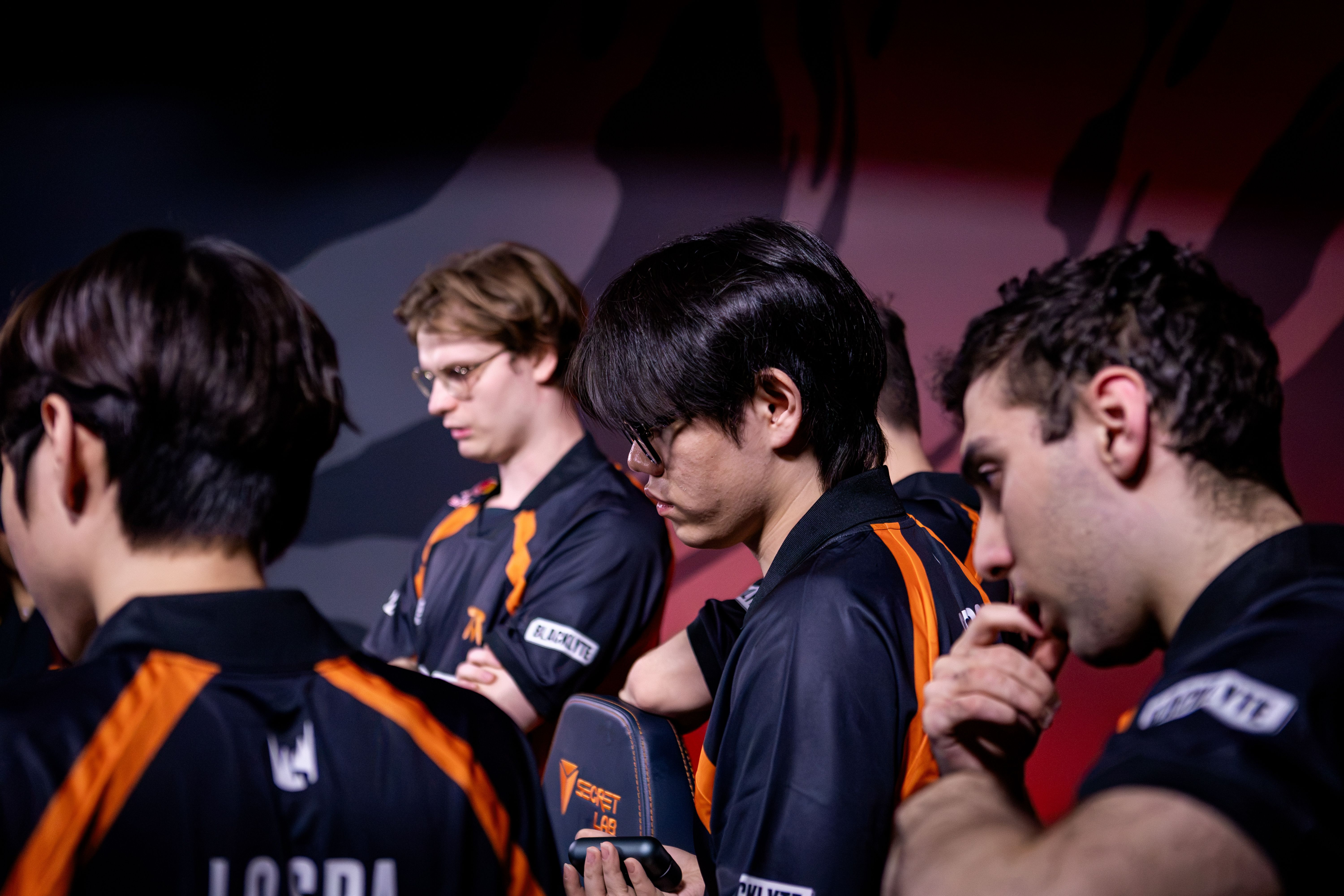 Fnatic players during Week 6 of the League of Legends EMEA Championship at the Riot Games Arena in Berlin. Credit: Sasha Safranova/Riot Games