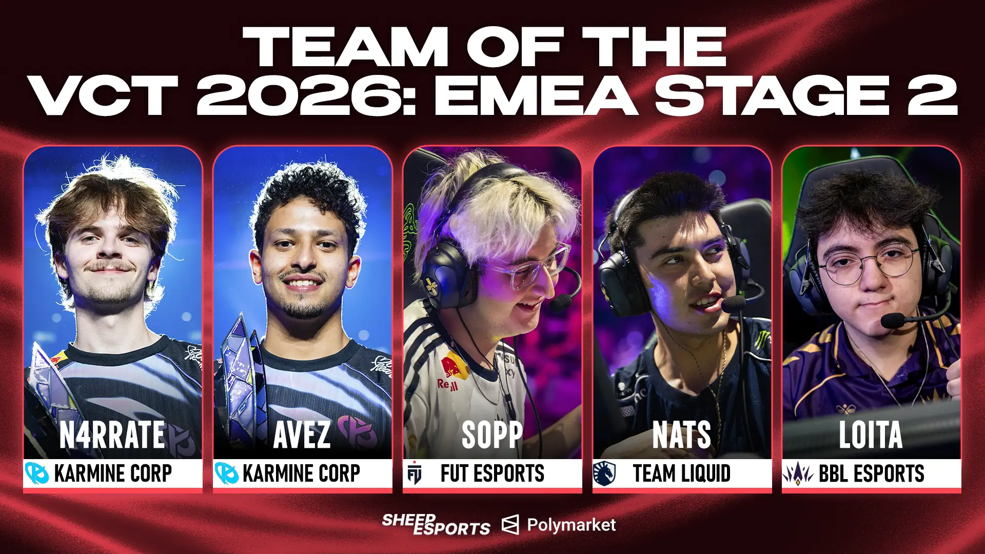Team of the VCT 2026 EMEA STAGE 2. Credit: Riot Games / Sheep Esports