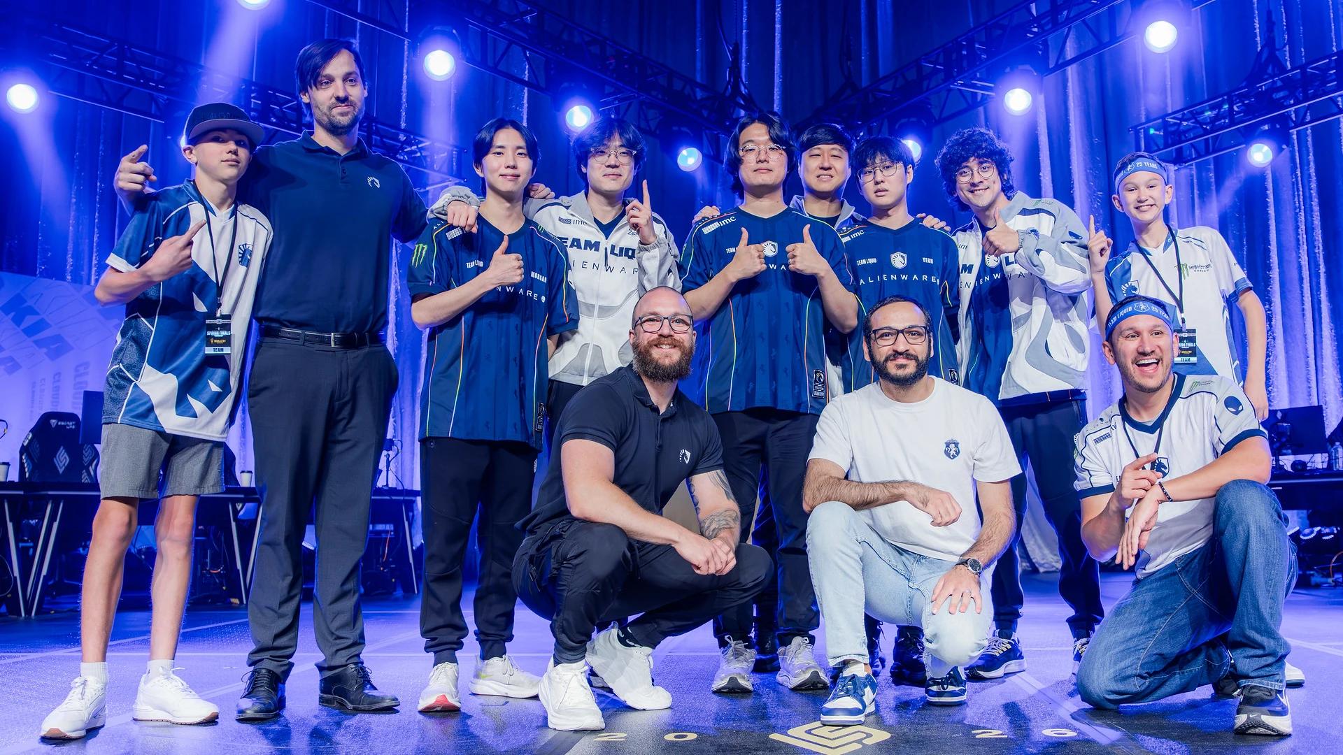 The team celebrates their MSI clinching victory at the Mullet Arena | Photo Credit: Riot Games